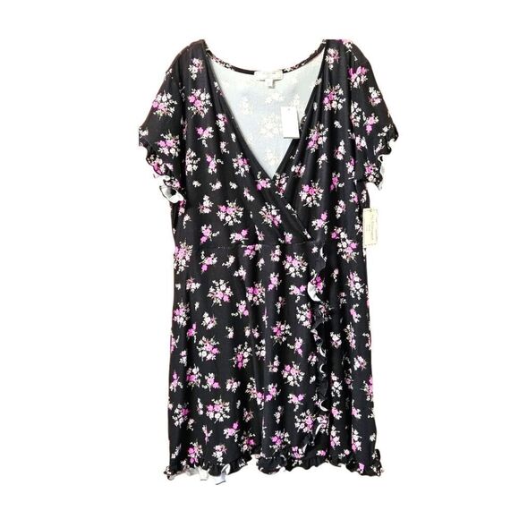 NEW NO COMMENT PLUS Women's Super Soft Floral Ruffle Trim Midi Dress. - Picture 2 of 13